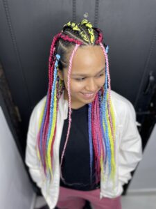 Cornrows + Box Braids Pastel colour in one