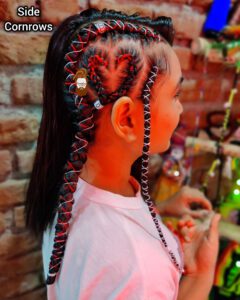 heart cornrows hairstyle