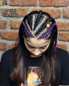 partial cornrows hairstyle for girls